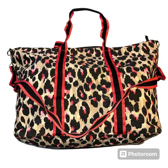 Victorias Secret Womens Large Bag Travel Weekend Leopard Cheetah Animal Print - Picture 3 of 16